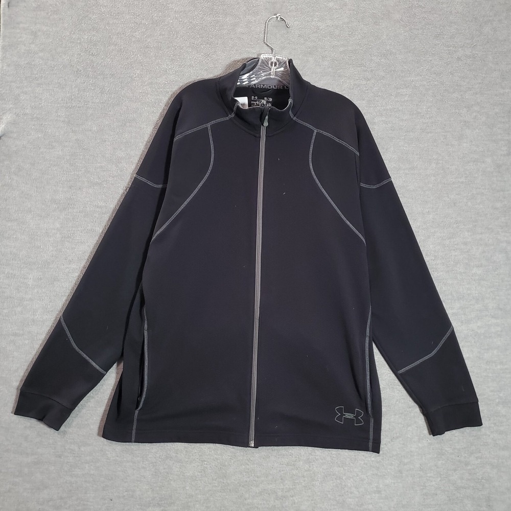 Under Armour Men Activewear Jacket XL Black Track Loose All Season Gear Full Zip